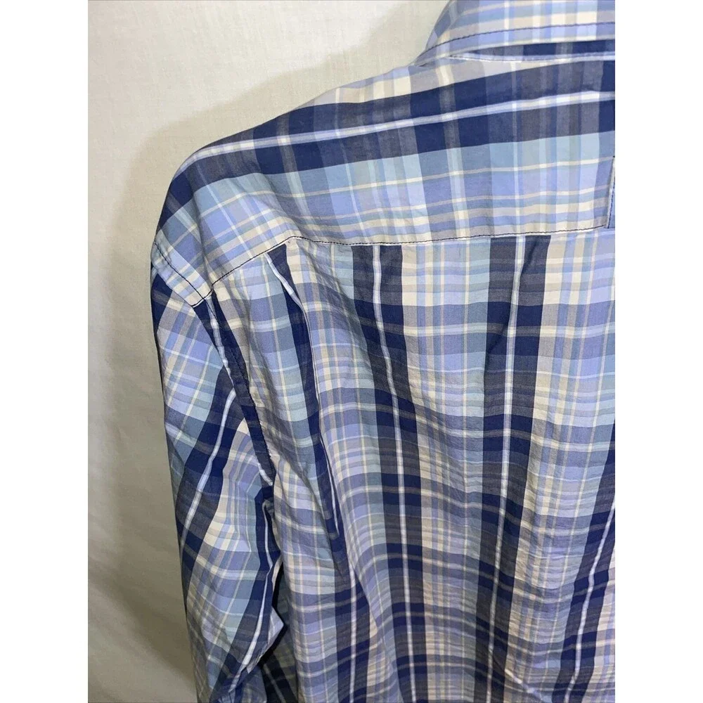 Banana Republic Dress Shirt Mens Size Medium Slim Fit Blue Striped Button Up LS